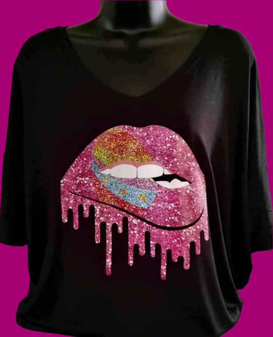 COLOR EXPLOSION DRIPPIN' LIPS - Tunic Tee